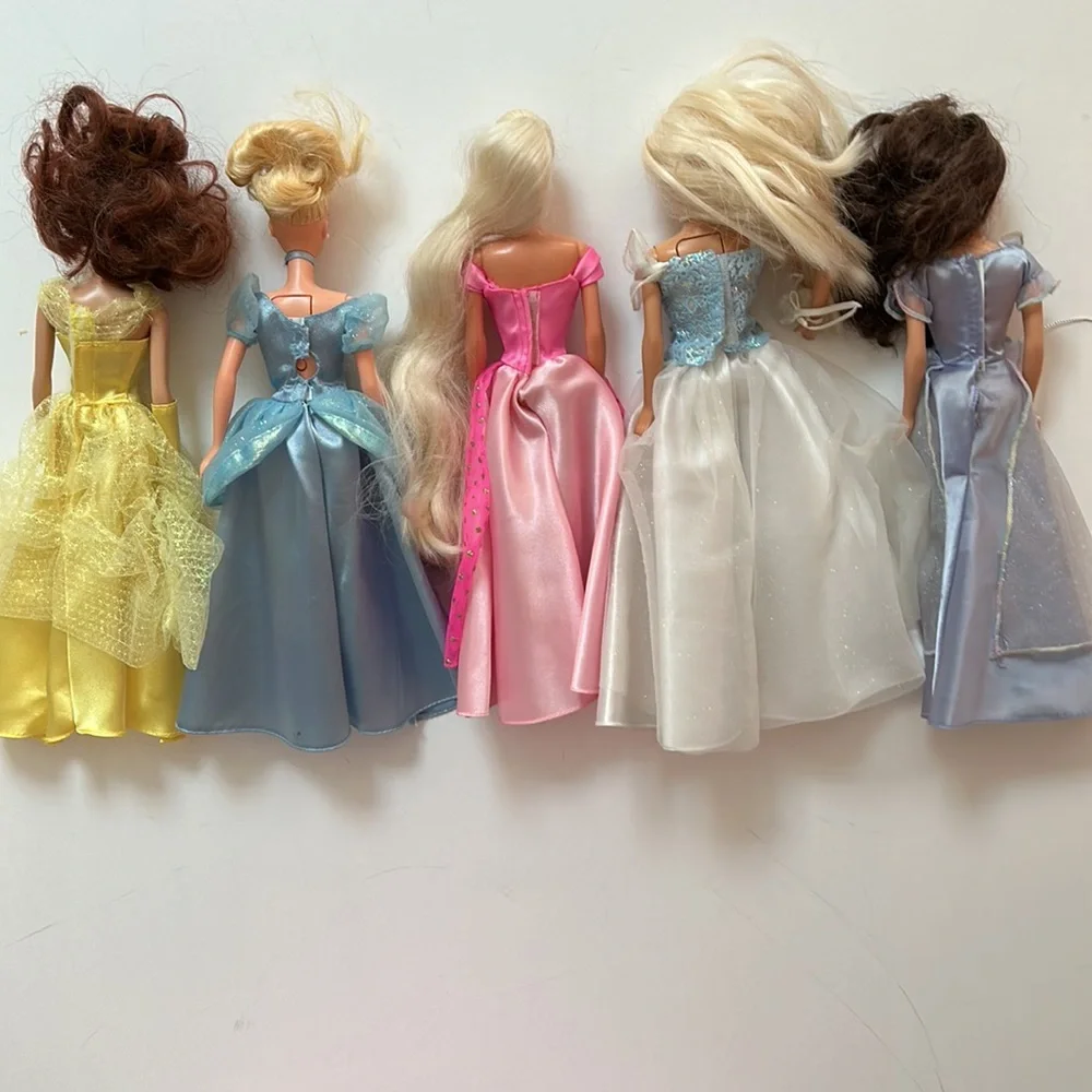 5 vintage collectible Barbie dolls Belle Cinderella Rapunzel Bride Princess